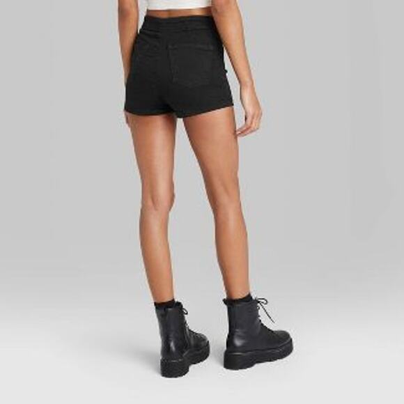 Wild Fable Super High Rise Jean Shorts Black 2 Denim Classic Back Patch Pockets - Picture 4 of 11